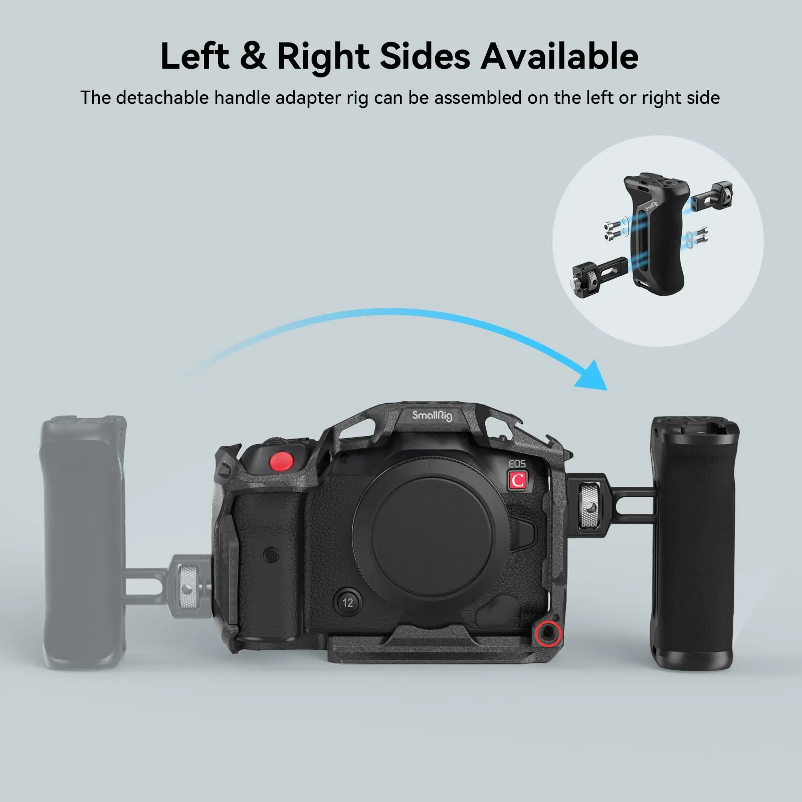 Manija lateral ajustable SmallRig con tornillo de localización dos en uno para jaulas y placas con ARRI 3/8"-16 o 1/4"-20 orificios izquierda/derecha