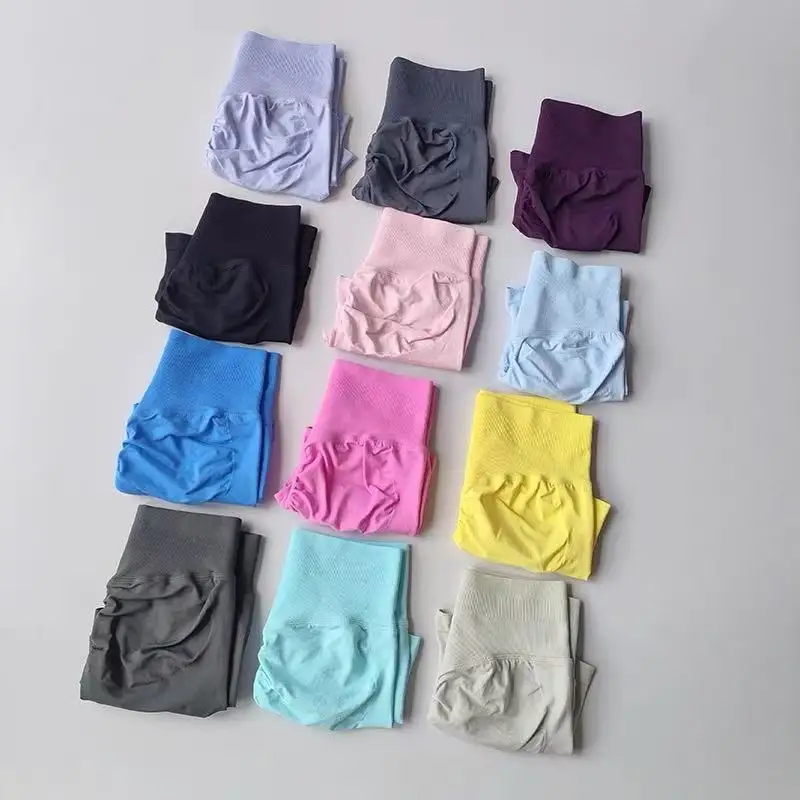 Pantalones cortos deportivos de realce de cadera color melocotón para mujer, cintura alta y ajuste de cintura, adelgazamiento, correr, secado rápido de cadera, pantalones ajustados de tres puntos