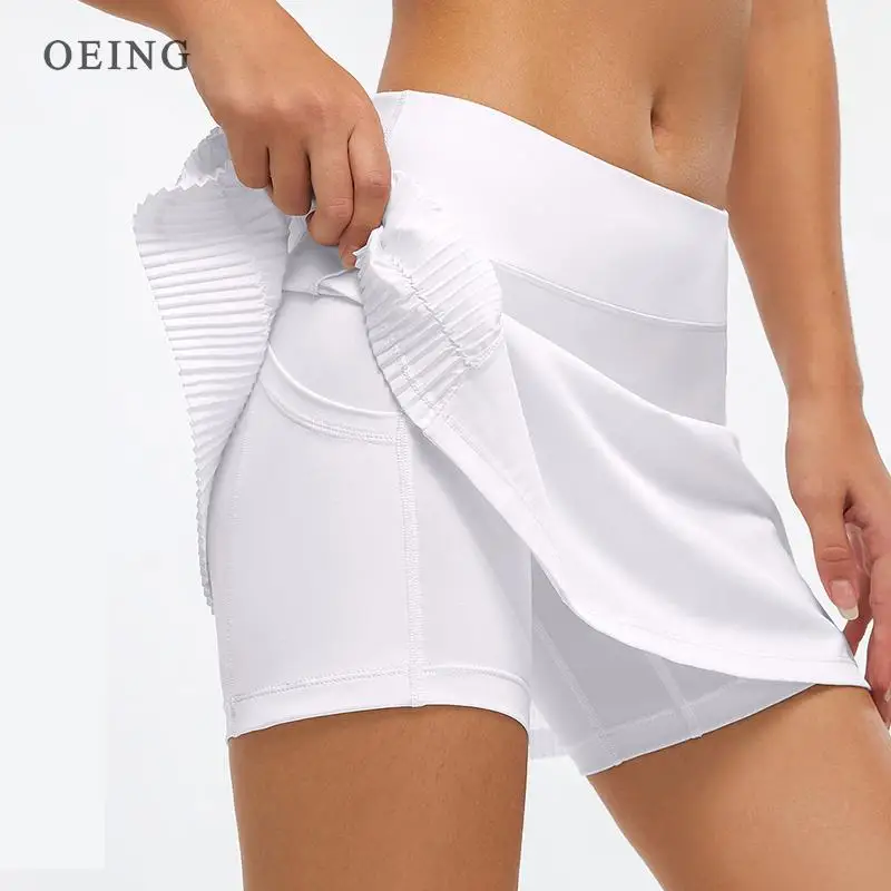 Faldas de tenis deportivas para mujer, pantalones cortos de Fitness para correr, falda atlética de cintura alta con bolsillos, ropa deportiva plisada para Golf