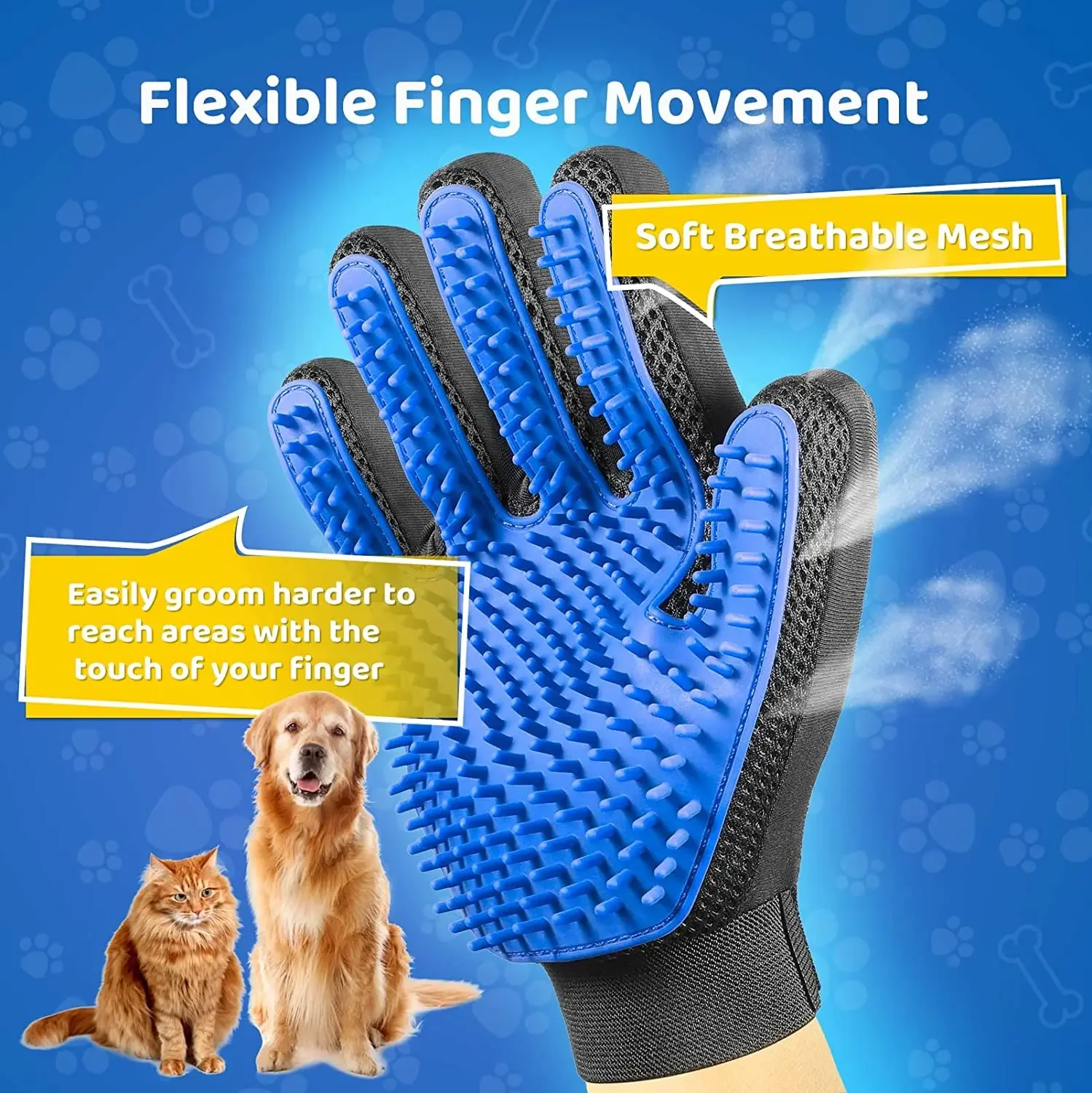 Guante de cuidado para mascotas, eliminador de pelo suave y eficiente para mascotas, accesorios para gatos, guantes para perros y gatos, productos para mascotas, suministros para gatos