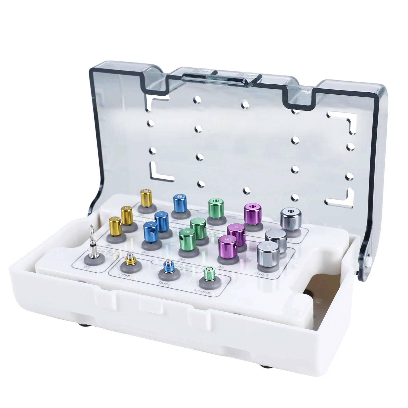 Juego de 19 Piezas de Brocas Guiadas Universales, Kit de Guía y Posicionamiento de Implantes Dentales Universales