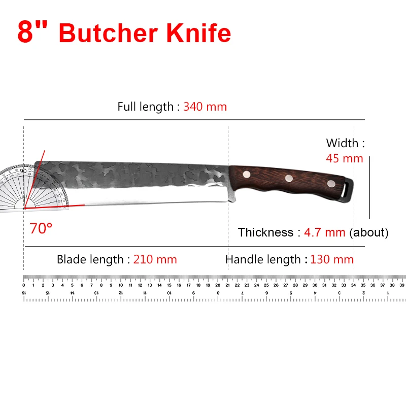 Cuchillo pesado para cortar huesos y verduras, cuchillo de carnicero, cuchillo de utilidad para cortar abate, hoja de forja manual, cuchillos de cocina, cuchillo de Chef para carne