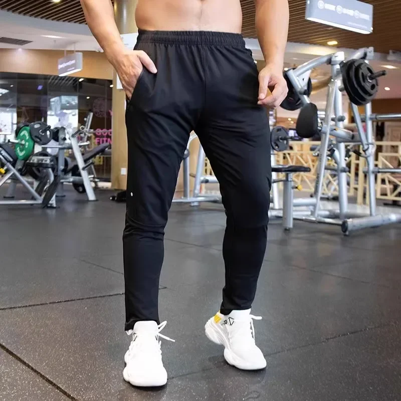 Pantalones Deportivos de Otoño para Hombre, Transpirables, de Spandex, para Correr, Entrenamiento, Gimnasio, Ropa Deportiva Elástica de Secado Rápido, con Bolsillos con Cierre