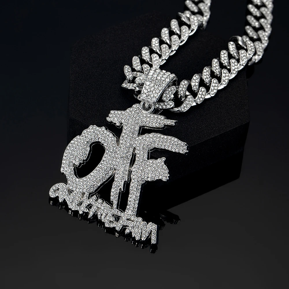 Collar de cadena cubana con colgante OTF de letra inglesa de moda Hip Hop, adecuado para uso diario de hombres y mujeres, joyería de fiesta de Rock