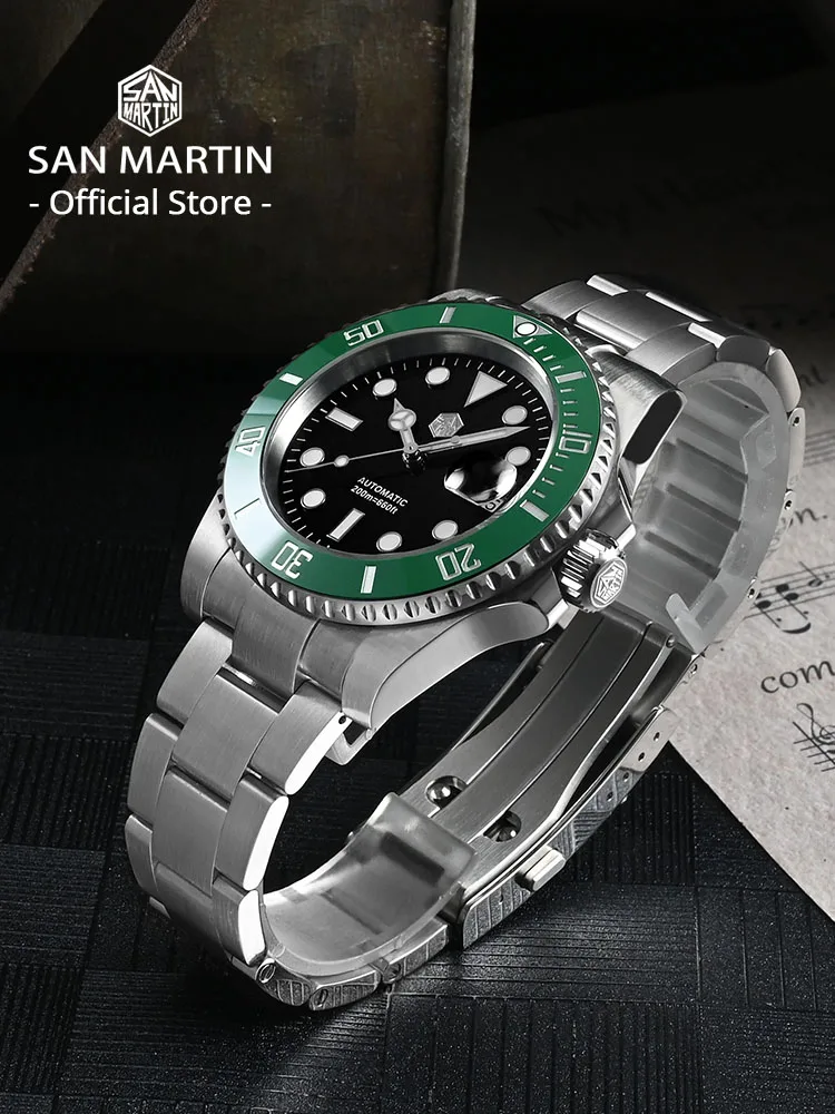 San Martin versión mejorada 40mm Water Ghost Diver reloj hombres relojes mecánicos automáticos de lujo zafiro impermeable 200m SN0017