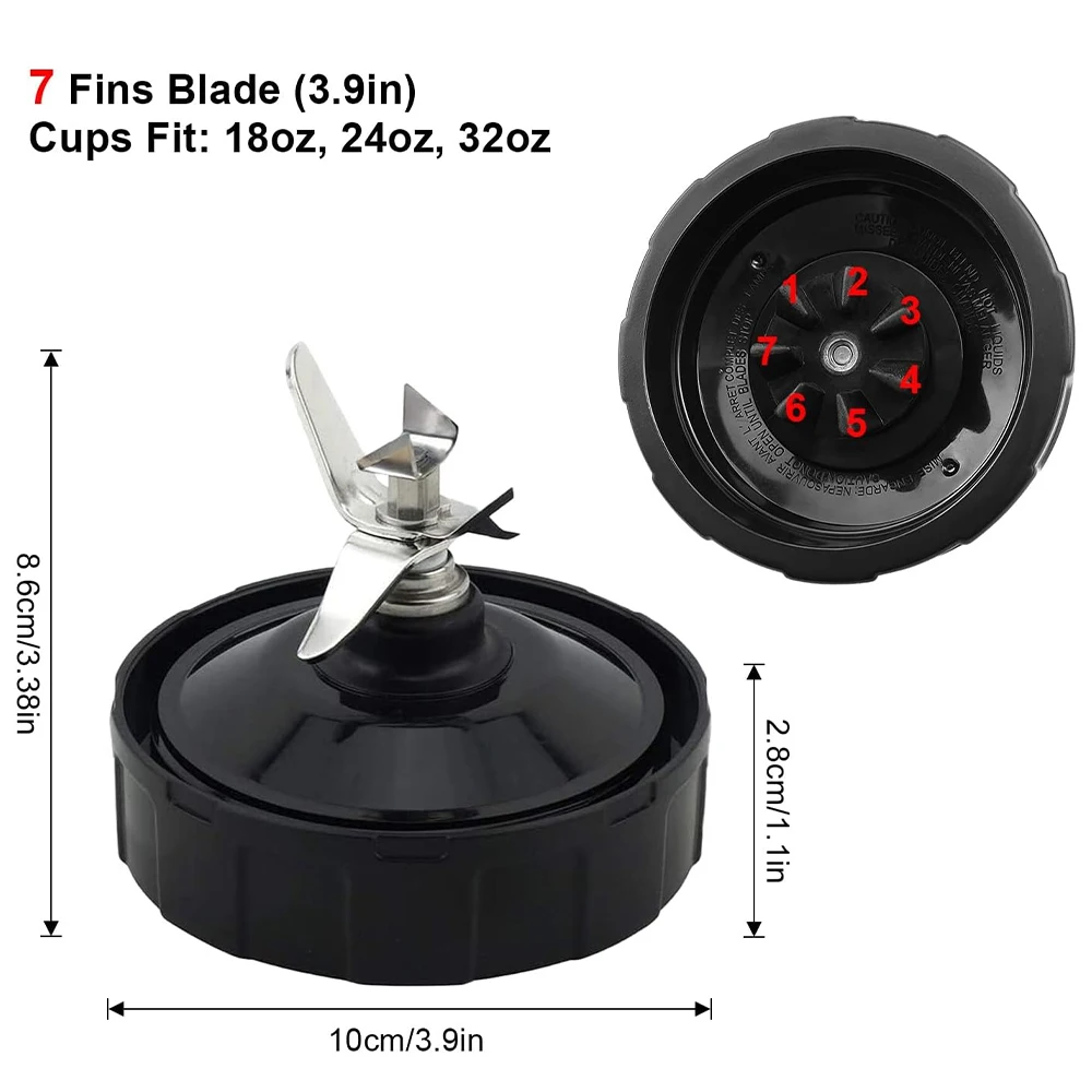 Para Nutri Ninja Auto iQ BL480 BL481 BL482-30 BL487 licuadora exprimidor 7 aletas Extractor hoja inferior, con sellado de goma de silicona
