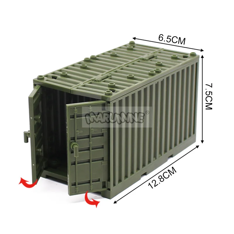 Marumine-cajas contenedoras militares MOC, accesorios de ladrillos, escena del ejército, piezas de bloques de construcción, envío, Kit de modelo de caja de transporte DIY