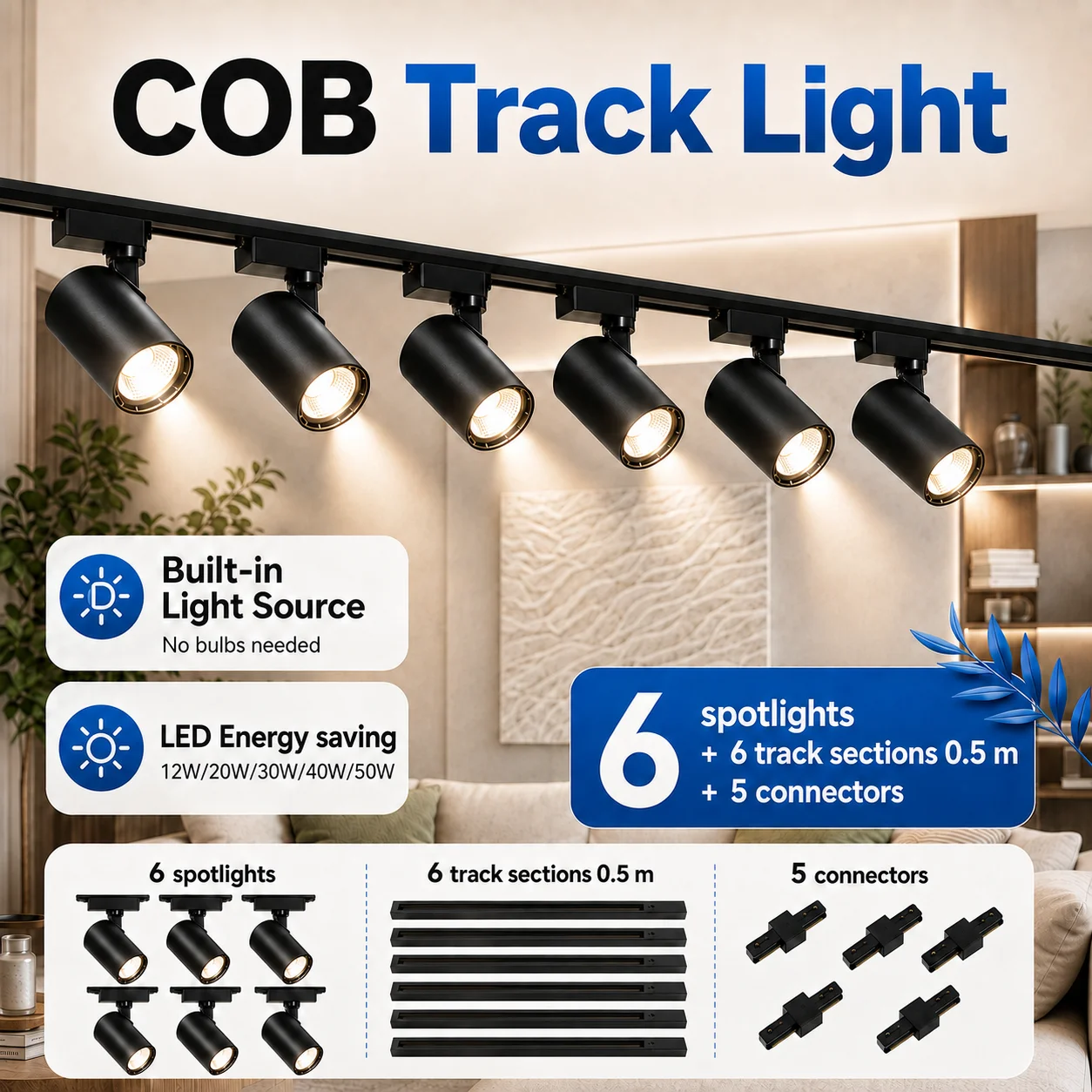 Luz de riel LED 220V Foco de techo Led 12/20/30/40W Lámpara de techo para sala de estar Línea de cocina Sistemas de rieles de iluminación Juego de focos