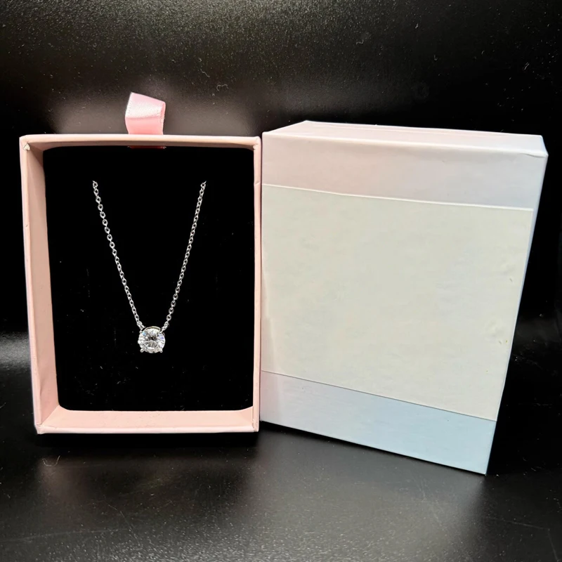 Collar con Colgante de Moissanita Rrjzz de 0.5-5CT para Mujer, Corte Redondo, Color D, Diamante de Imitación de Laboratorio, Certificado GRA