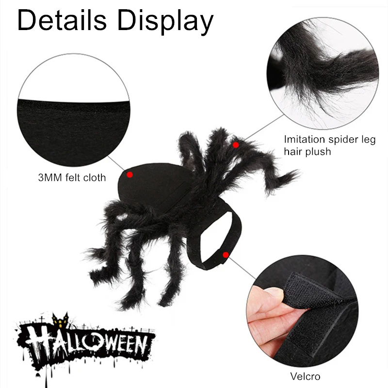 NONOR-ropa de Halloween para perros y gatos, disfraz divertido de araña para mascotas, disfraces de fiesta de Halloween para perros pequeños y medianos