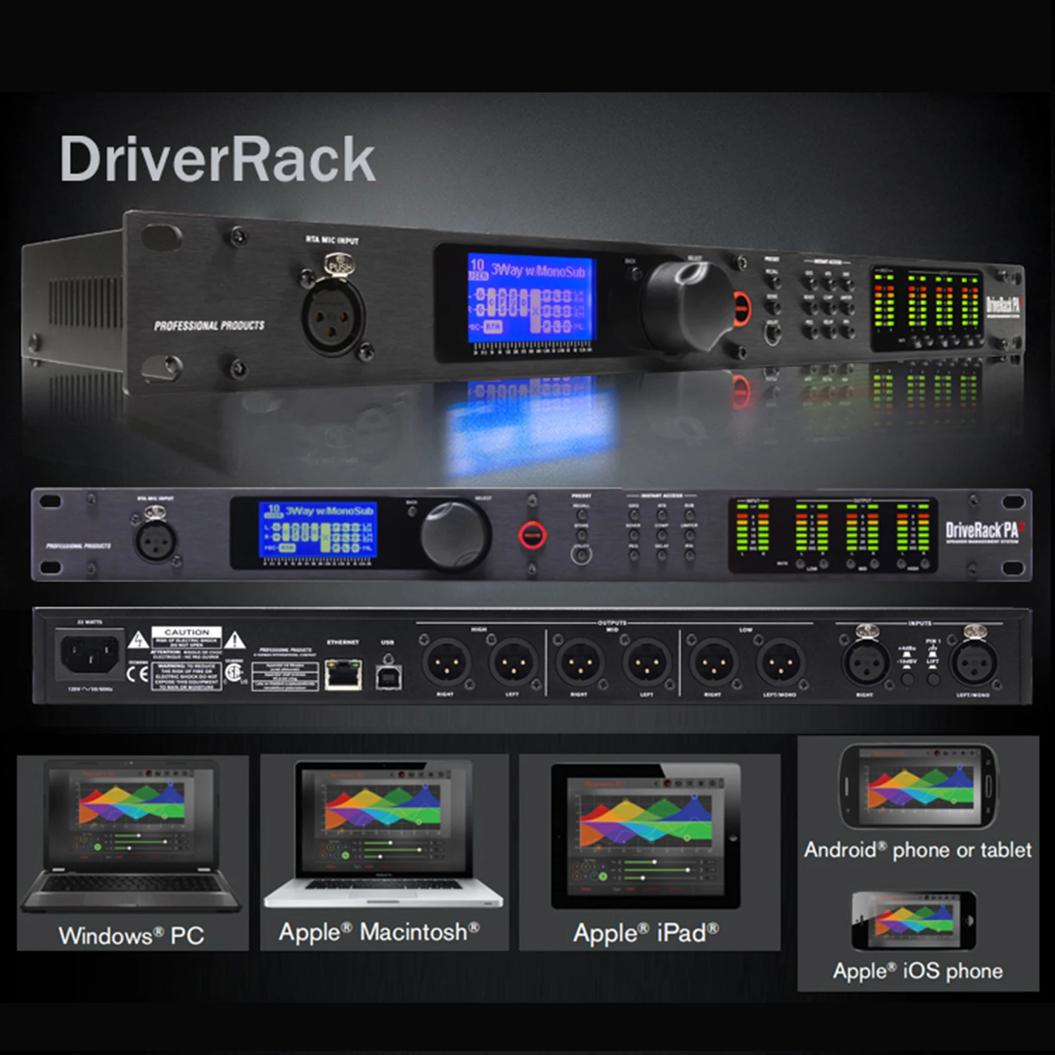 DriveRack PA2 2 entradas 6 salidas procesador de Audio Digital Software Original equipo de Audio profesional sistema de altavoces