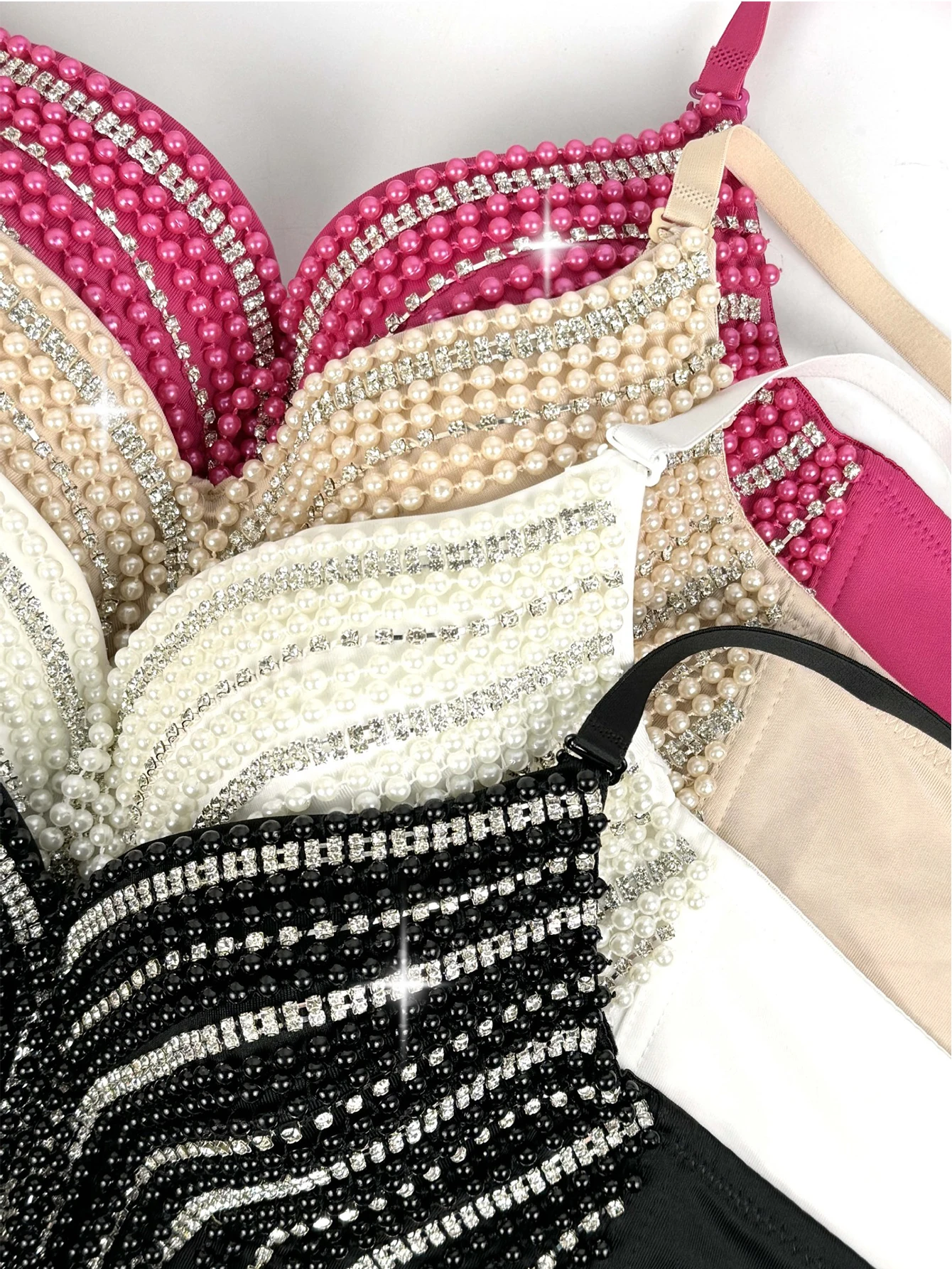 Top corto con corsé de diamantes de imitación para mujer, top Sexy para fiesta y club nocturno de verano, camiseta sin mangas con cuello halter, sujetador, corpiño, ropa de calle para mujer