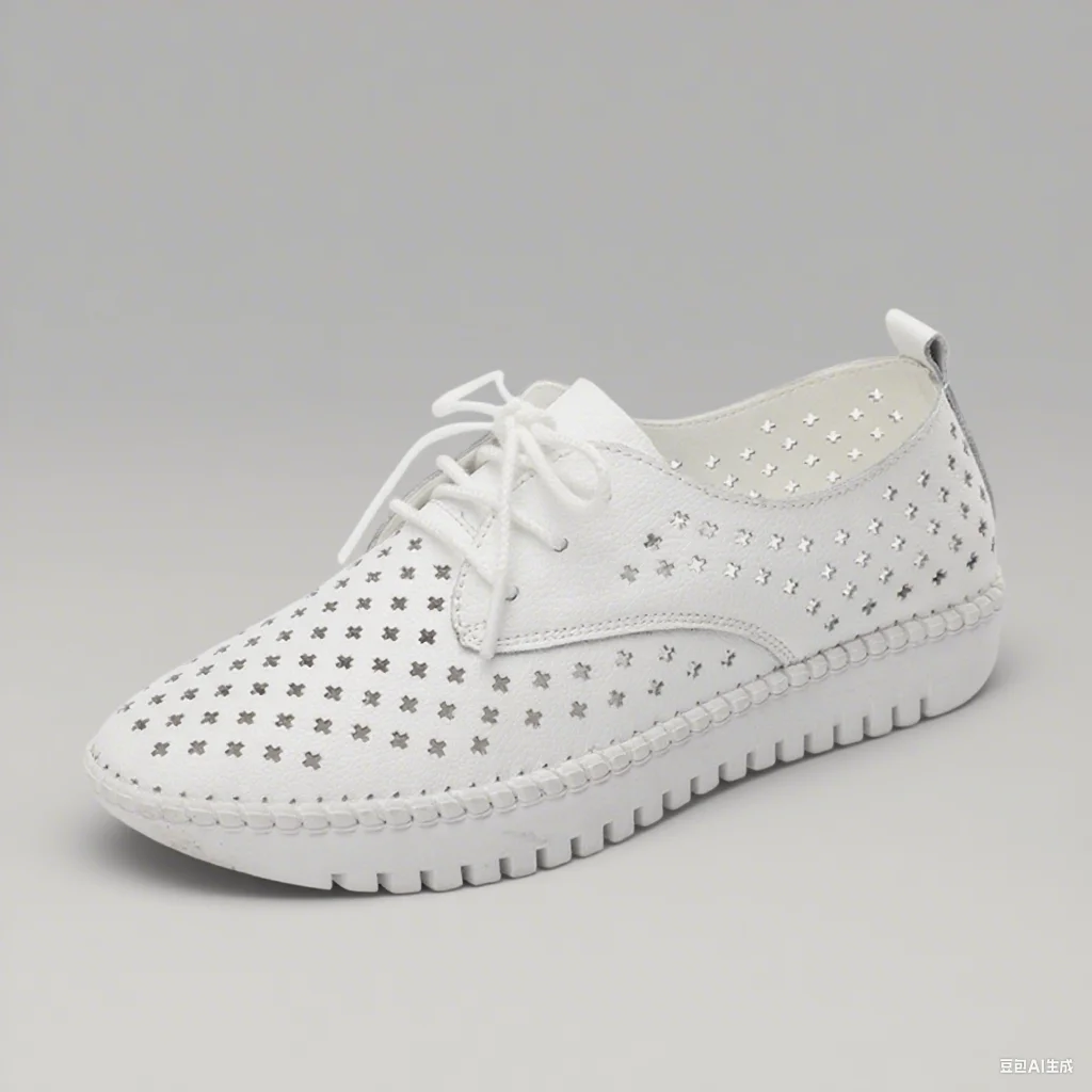 Zapatillas planas de cuero genuino para mujer, mocasines informales para mujer, mocasines huecos, zapatos náuticos de lona con cordones blancos