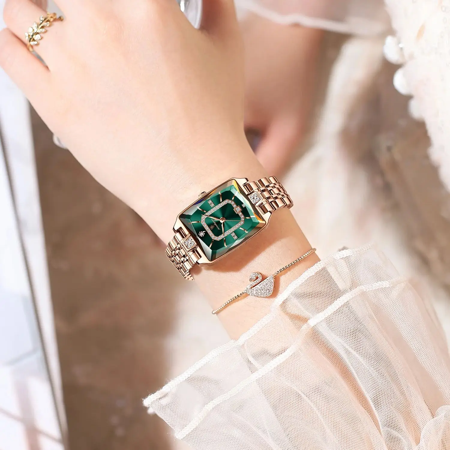 POEDAGAR, reloj de lujo para mujer, resistente al agua, fecha, reloj de pulsera informal de alta calidad para mujer, relojes elegantes de cuarzo de acero inoxidable para mujer