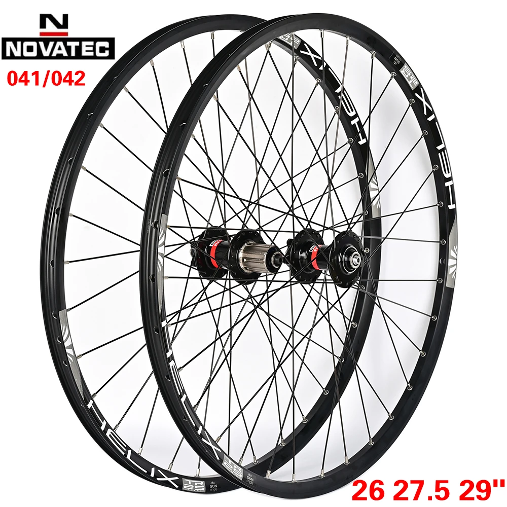 Novatec-Juego de ruedas de bicicleta de 26/27,5/29 pulgadas con bujes D042SB, llanta QR SunRingle de 32 agujeros, tubo interior de freno de disco de rueda de bicicleta de montaña