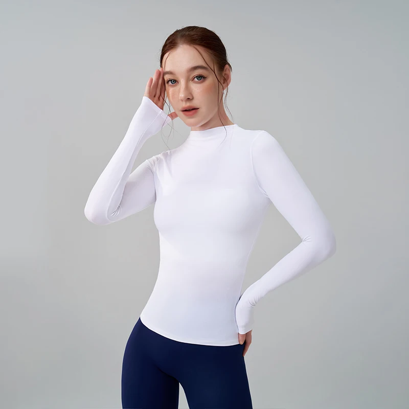 SOISOU, 5 colores, cuello medio alto, Top de Yoga ajustado, jersey de Pilates para mujer, camiseta deportiva de manga larga de alta elasticidad para Fitness