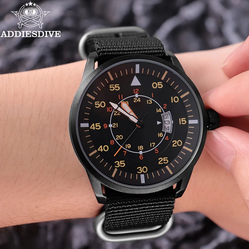 ADDIESDIVE nuevo reloj analógico para hombre 50m reloj luminoso resistente al agua moda deportiva Esfera Grande reloj de cuarzo para hombre con correa de nailon