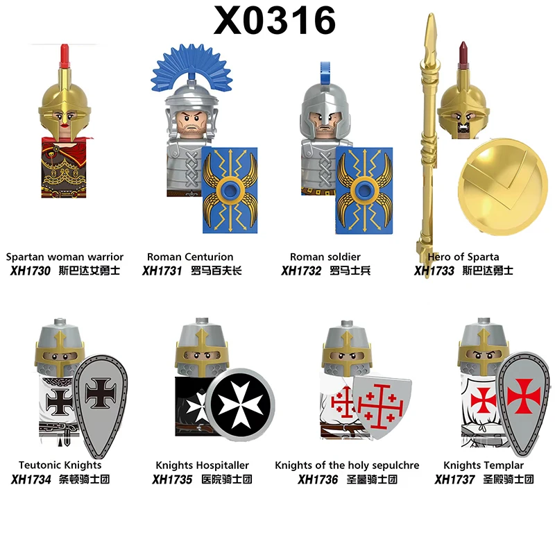 Bloques de construcción de minifiguras de caballero Medieval, soldados guerreros, guardias, Corazón de León, Hospital, Caballero Teutónico, Batalla, Pastor, regalo