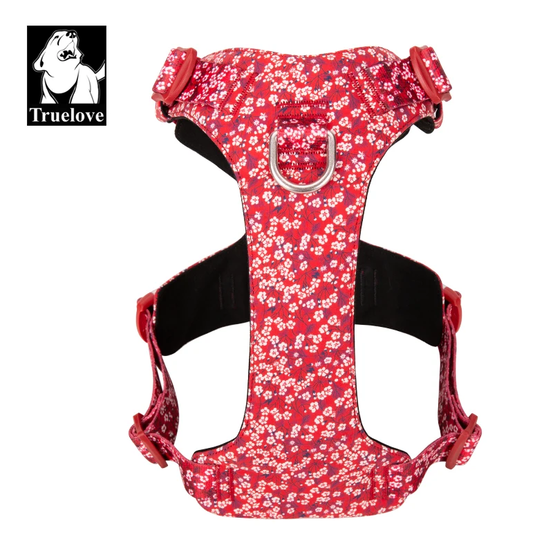 Truelove-arnés para perros, nuevo diseño de moda, arnés para perros pequeños y grandes, algodón Floral, varios tamaños, reflectante ajustable TLH6283