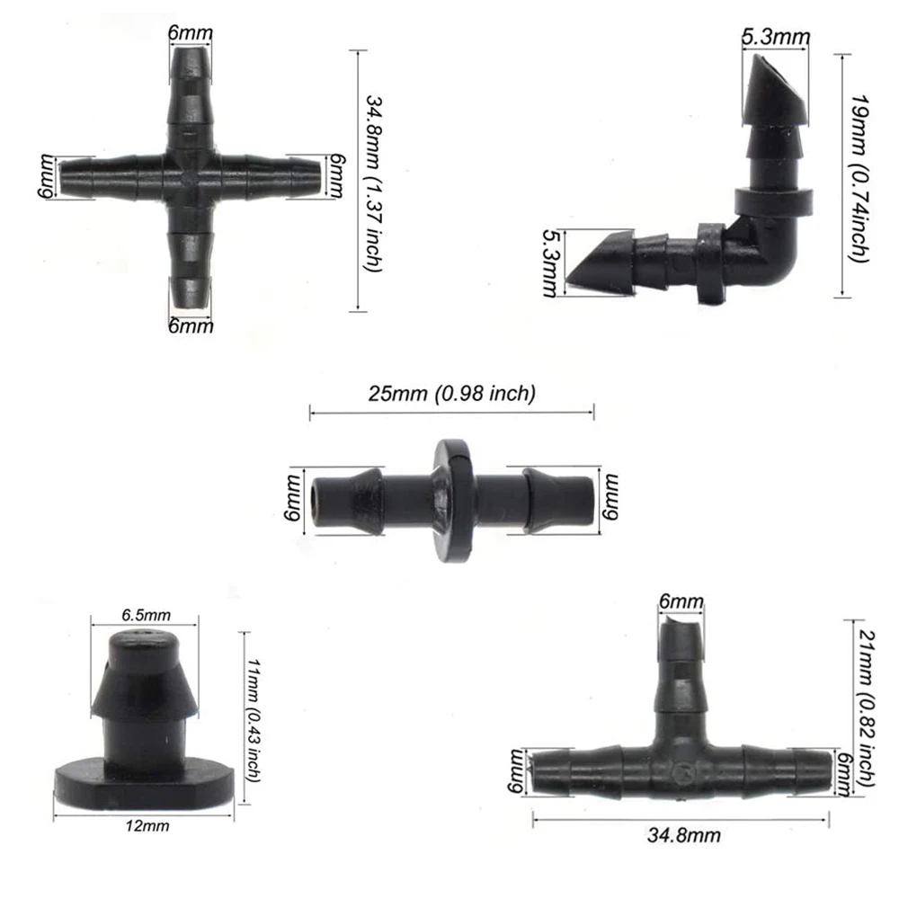 50 Uds conectores de púas accesorios de riego conectores de púas de riego por goteo accesorios de tubos de 4/7mm para maceta jardín césped