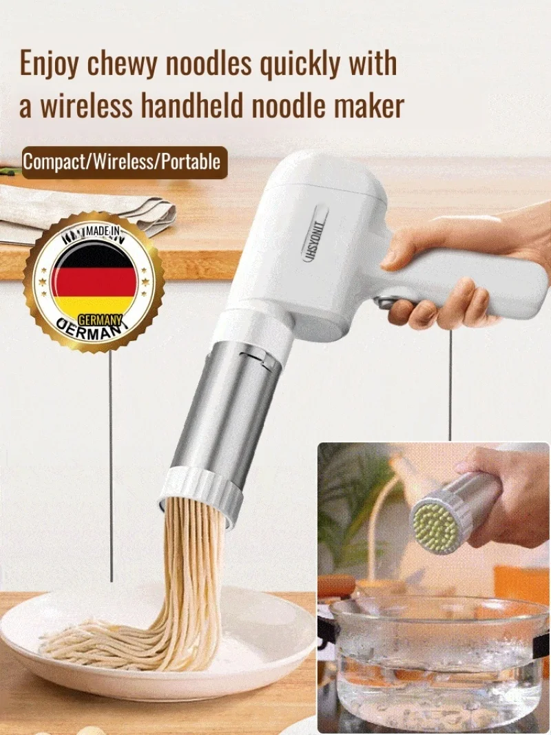 Fabricante de fideos inalámbrico eléctrico, prensa de fideos portátil de mano, electrodomésticos, cocina al aire libre, desayuno en casa, fabricante inteligente