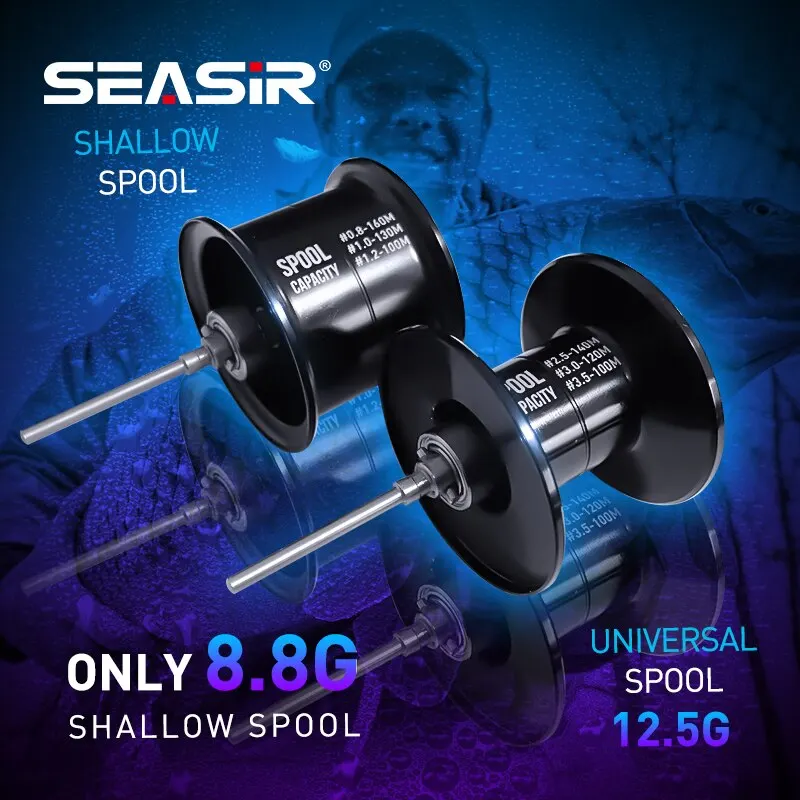 Carrete de pesca SEASIR Cast-X Baitcasting 7,3: 1 HS relación de engranaje doble carrete de aluminio agarre de carbono Metal BFS Micro bobina de pesca de agua de mar fresca