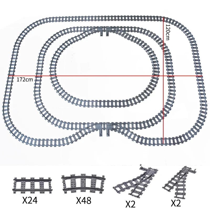 Trenes de alta tecnología urbanos, vías flexibles, rieles rectos y curvos bifurcados, conmutador de cruces, bloques de construcción, juguetes creativos para niños