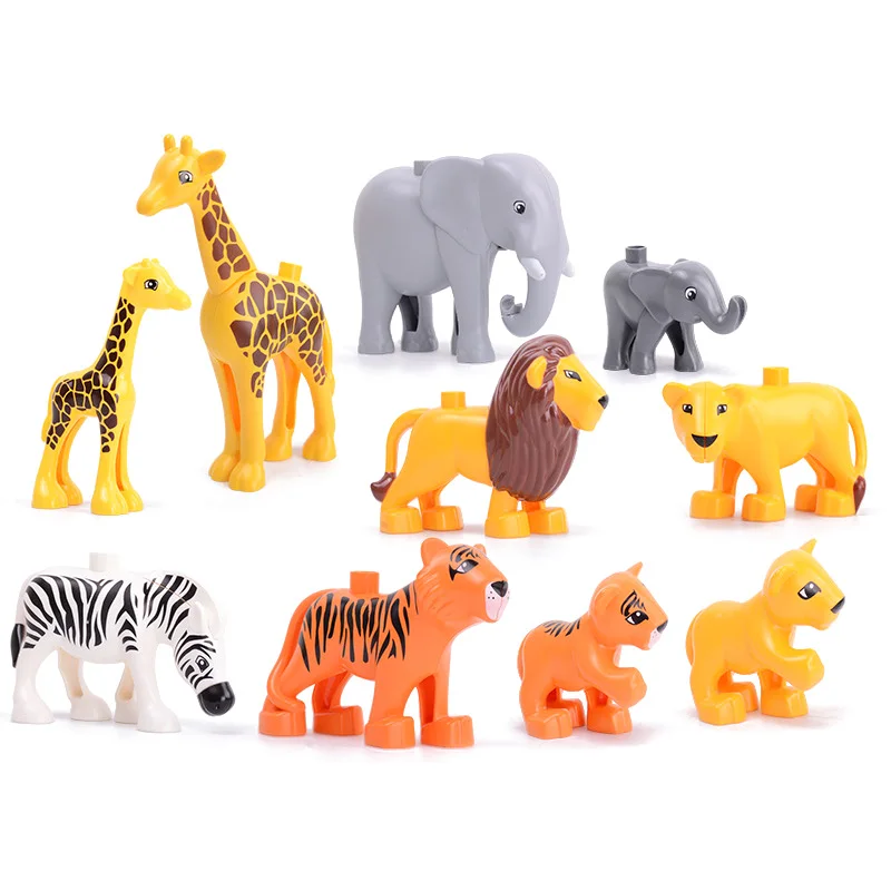 Bloques de construcción grandes a granel para niños, piezas de ensamblaje de animales del zoológico de granja, accesorios, modelo de ladrillos, juguetes educativos Montessori