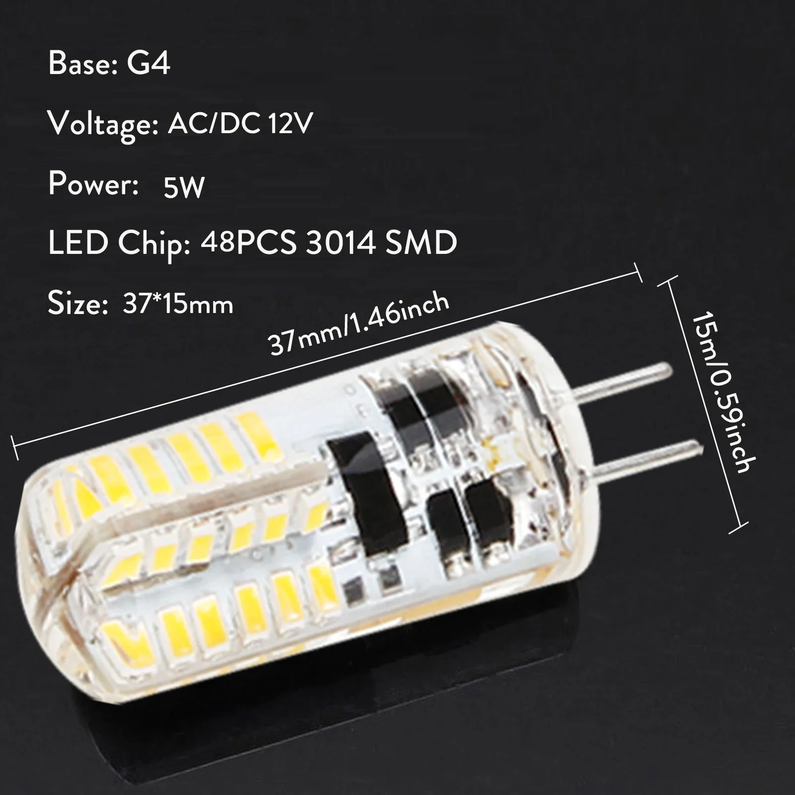 Bombilla LED de mazorca de maíz para decoración del hogar, lámpara de silicona G4, 3 W, 5W, 24LED, 48LED, azul, verde, rojo, 3014SMD, 12V