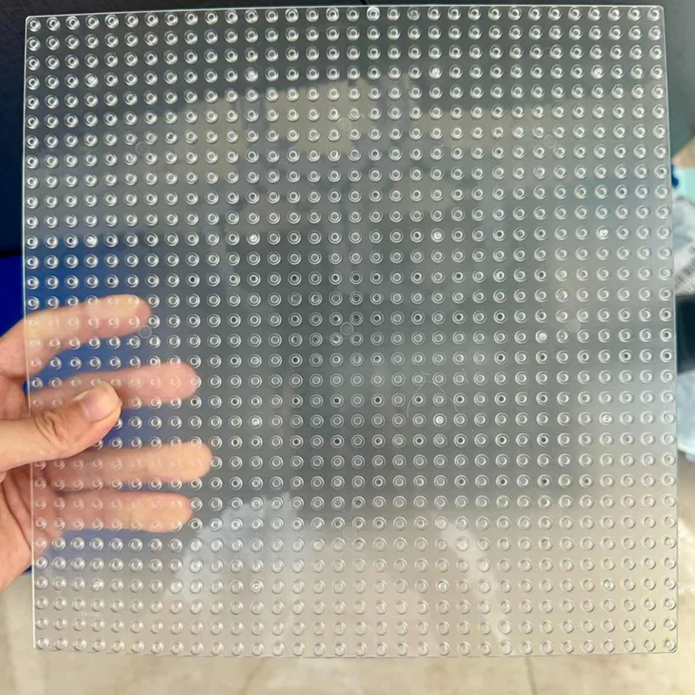 Placas base de 32x32 puntos, placa de bloques de construcción de partículas pequeñas transparentes, ladrillos DIY de un solo lado, placa de montaje de plástico ABS para niños