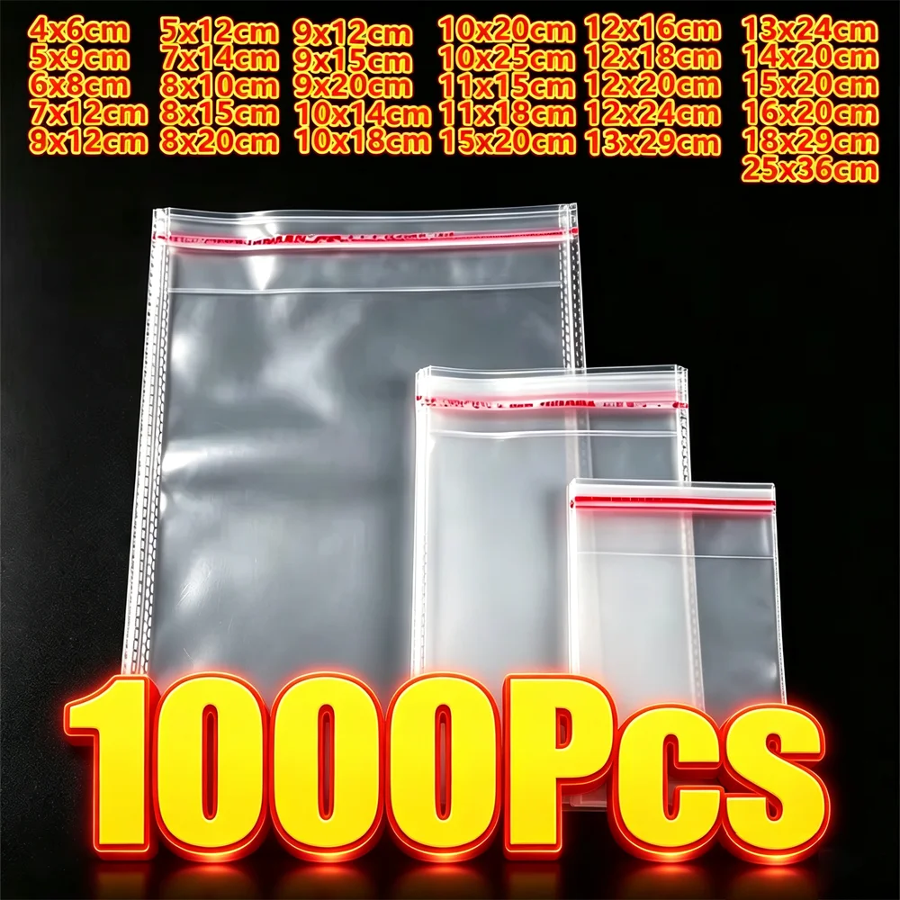 Bolsa de plástico transparente autoadhesiva OPP, bolsa de celofán para sellar embalajes, para joyería, galletas, dulces, regalos, embalaje de galletas, 1000-100 Uds.