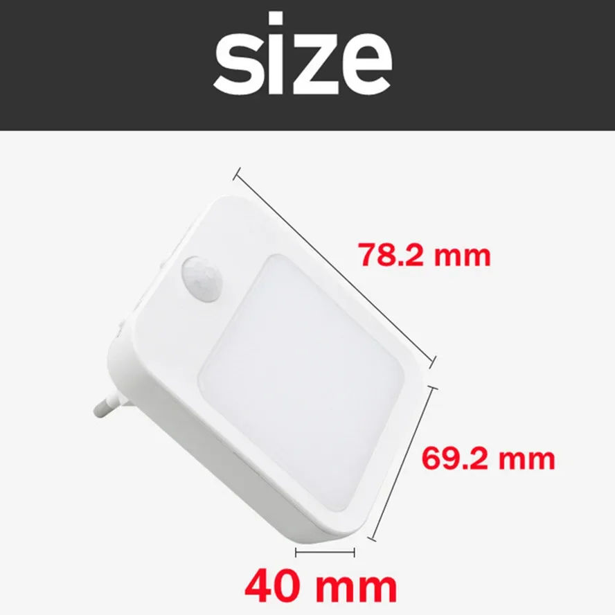 Luces LED de noche con Sensor de movimiento, enchufe europeo, luz de gabinete regulable para mesita de noche de bebé, dormitorio, pasillo, lámpara de noche inalámbrica, iluminación