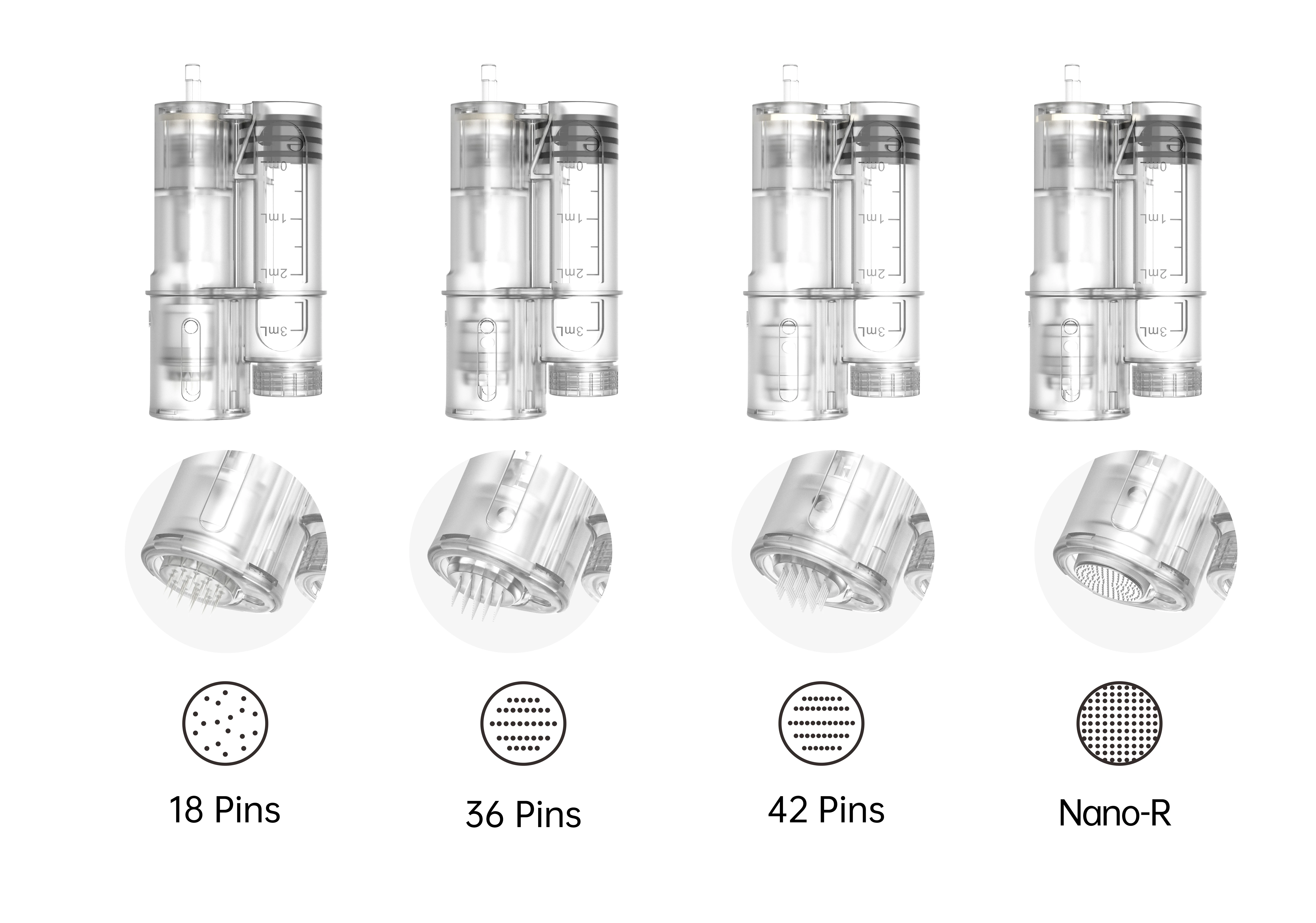 Cartuchos de Repuesto para Dr. Pen H6, Agujas Nano de 18/36/42 Pines, Puntas Desechables Estériles, Compatibles con Hydra Pen H6, Microneedling