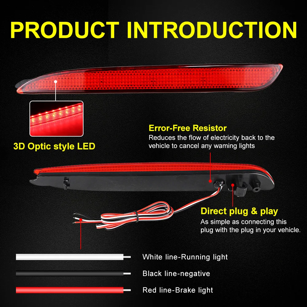 Luces de freno traseras reflectoras LED para coche para Mazda 3 2010 2011 2012 2013 2014 2015 accesorios de lámpara antiniebla de advertencia de parachoques trasero 2 uds