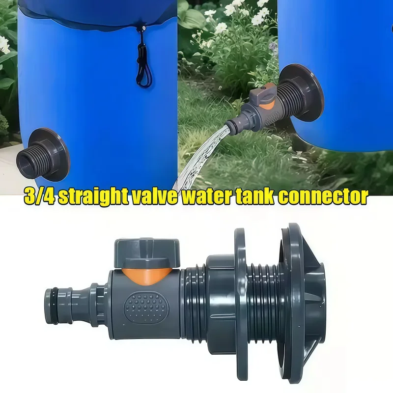 2 adaptadores de PVC/IBC para barriles de agua de 1/2" con válvula, conector para la recolección de agua de lluvia para almacenamiento de agua de riego.