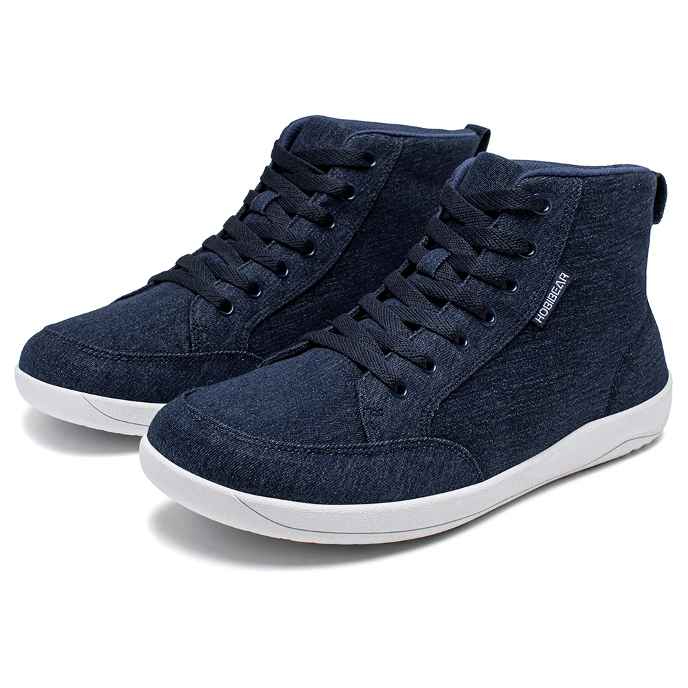 HOBIBEAR Zapatos descalzos de caña media, zapatillas de lona con punta ancha Unisex, zapatos para caminar al aire libre con cordones y caída cero