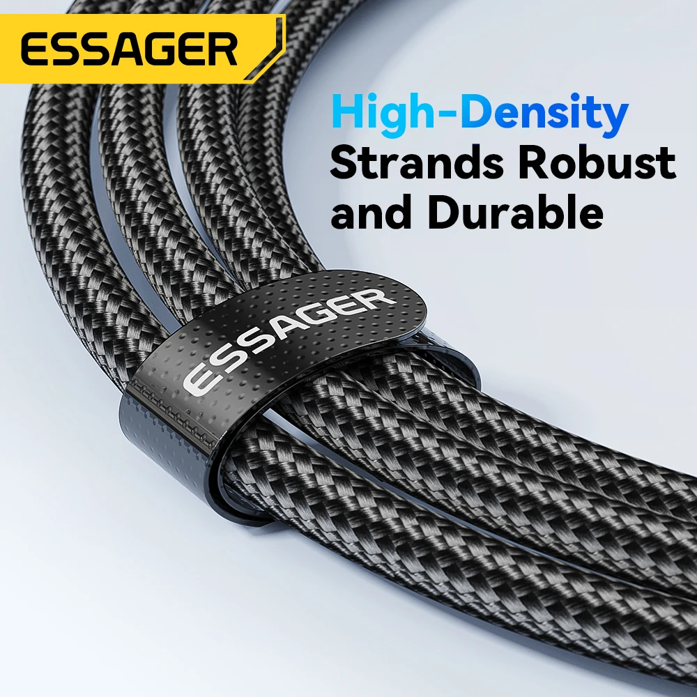 Essager 120W cable de datos de pantalla digital PD Super Flash carga 6A para Xiaomi 14Pro Redmi K70 POCO X6 3Pro IPhone15 LED