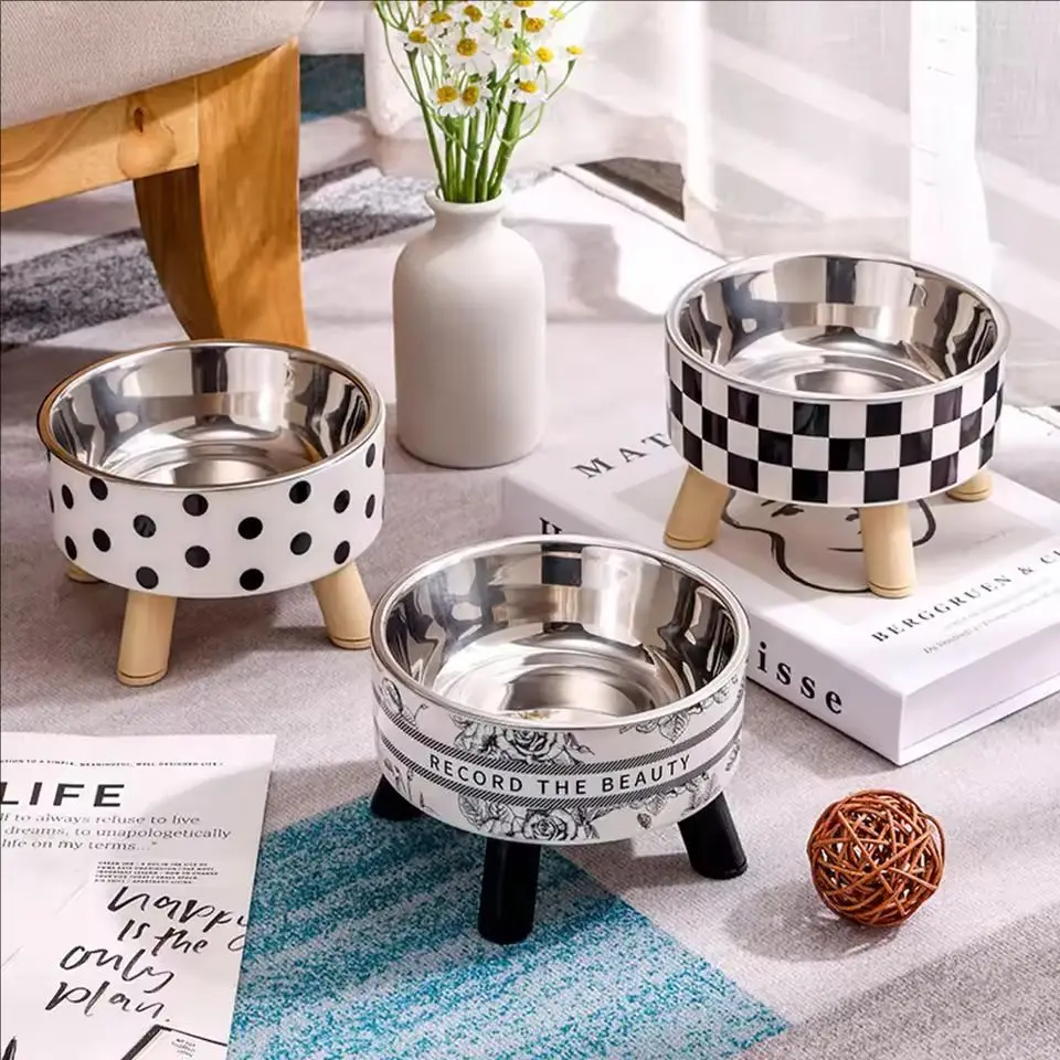 Cuencos elevados de acero inoxidable para mascotas, platos de agua para comida para perros y gatos, cuencos de alimentación elevados para mascotas