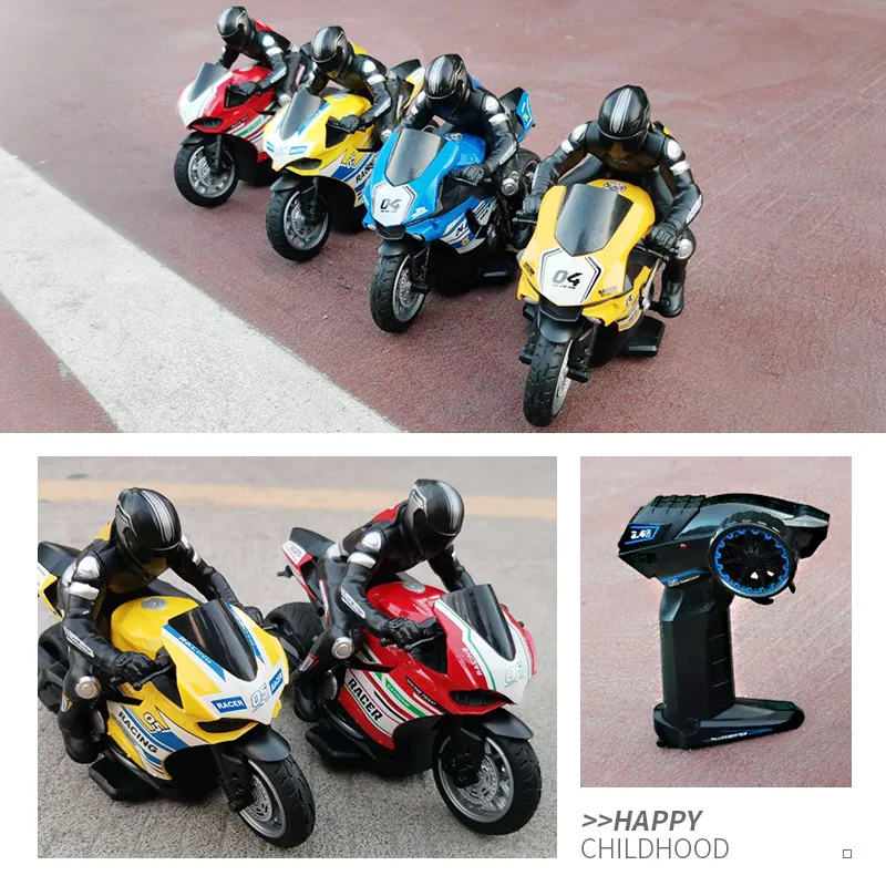 Motos RC 1:6 1:10 Motor eléctrico coches RC de alta velocidad 4CH Control remoto motocicleta de carreras coche de deriva niños regalo de Festival de Navidad
