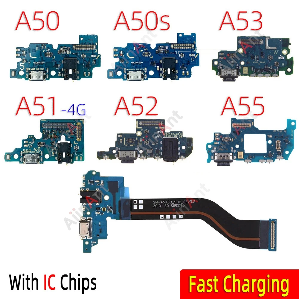 Conector de placa de carga USB, Cable flexible de puerto para Samsung Galaxy A56 A55 A54 A53 A52S A52 A51 A50 A546B A556B A566B 4G 5G