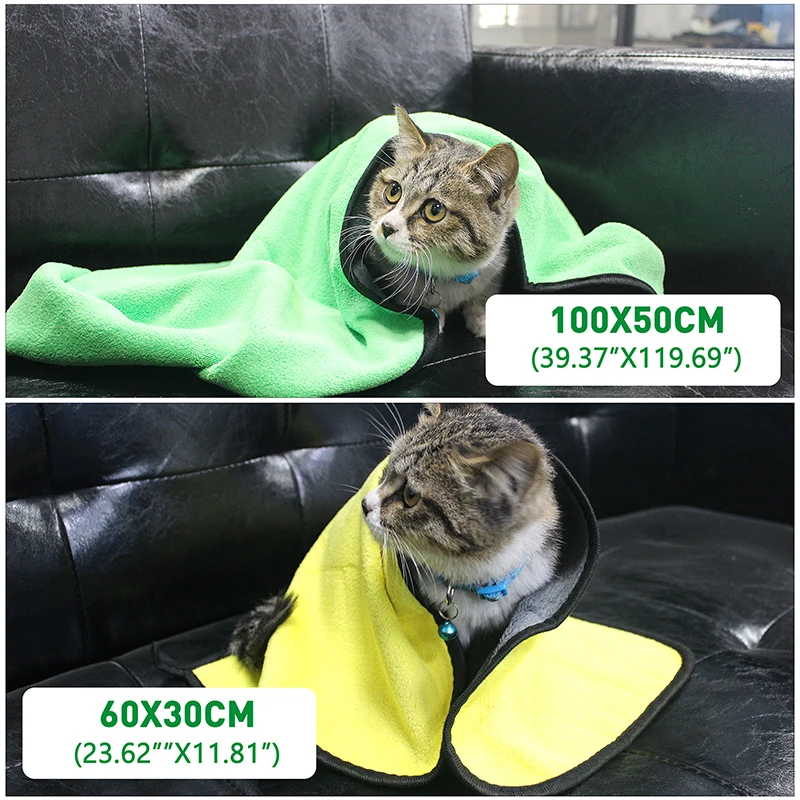 Toalla absorbente para mascotas de secado rápido, Toalla de baño para perros y gatos, toallas suaves de fibra sin pelusa para perros, manta para Gato, suministros para mascotas