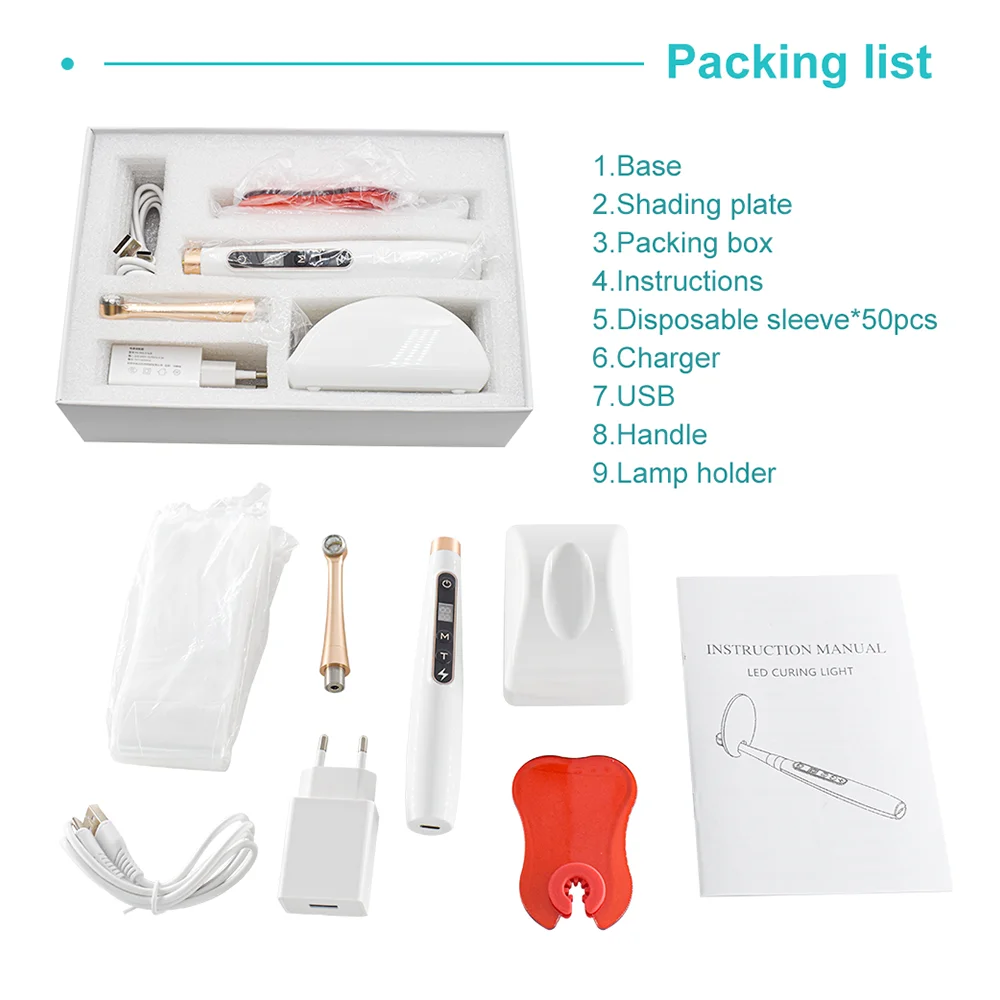 Lámpara de Curado Dental 2 en 1 DEASIN 1S, Lámpara de Curado Dental LED Inalámbrica con Función de Detección de Caries