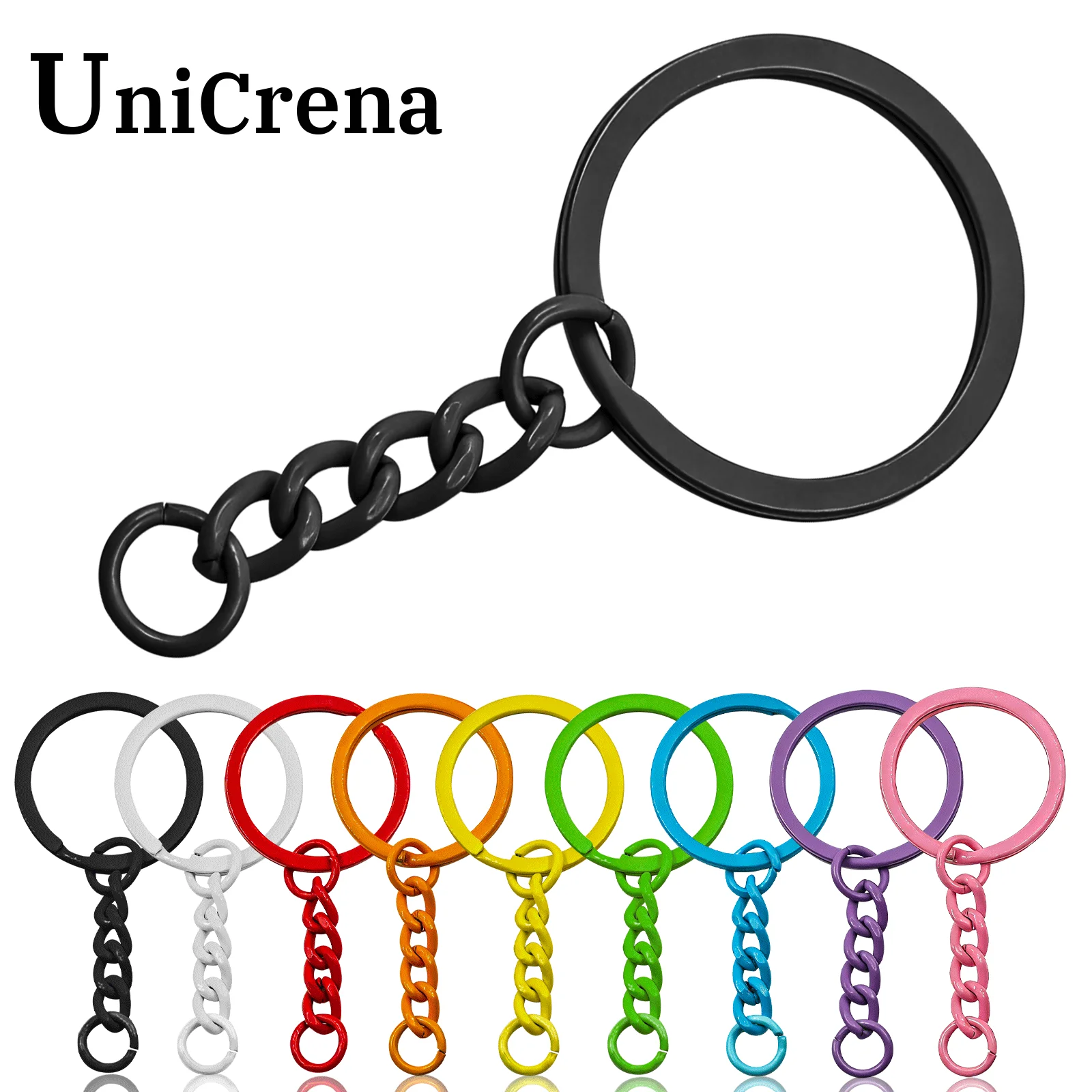 UniCrena Anillo Partido con Cadena y Anillos de Salto, Conector de Llavero Colorido de Pintura Horneada para Manualidades DIY, Fabricación de Joyas, Placas para Perro al por Mayor