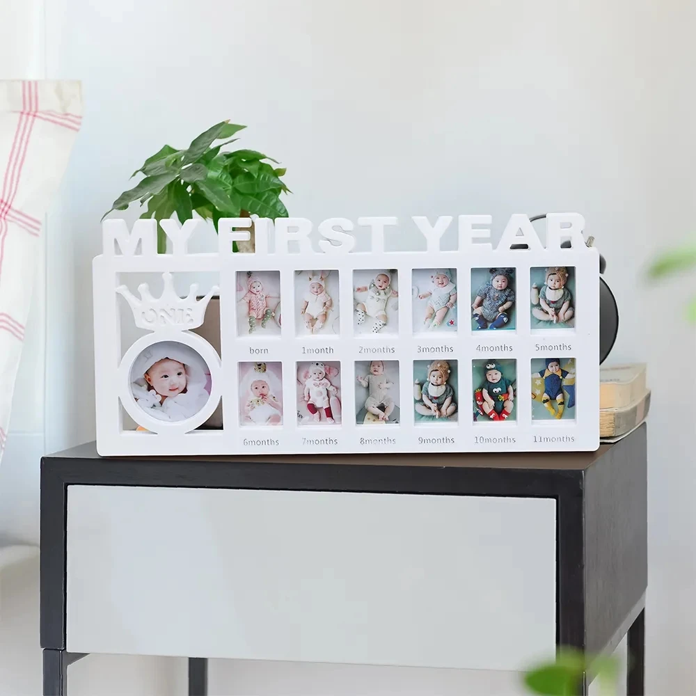 Marco de recuerdo para bebé de 0 a 12 meses, imágenes de mi primer año, marco de fotos, regalos de memoria para recién nacidos