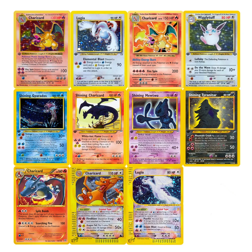 Tarjetas de Juego Pokémon de Primera Edición de 1996, Tarjetas Base Individuales, Charizard Brillante, Lugia, Wigglytuff, Colección de Tarjetas, Tarjetas Proxy PTCG