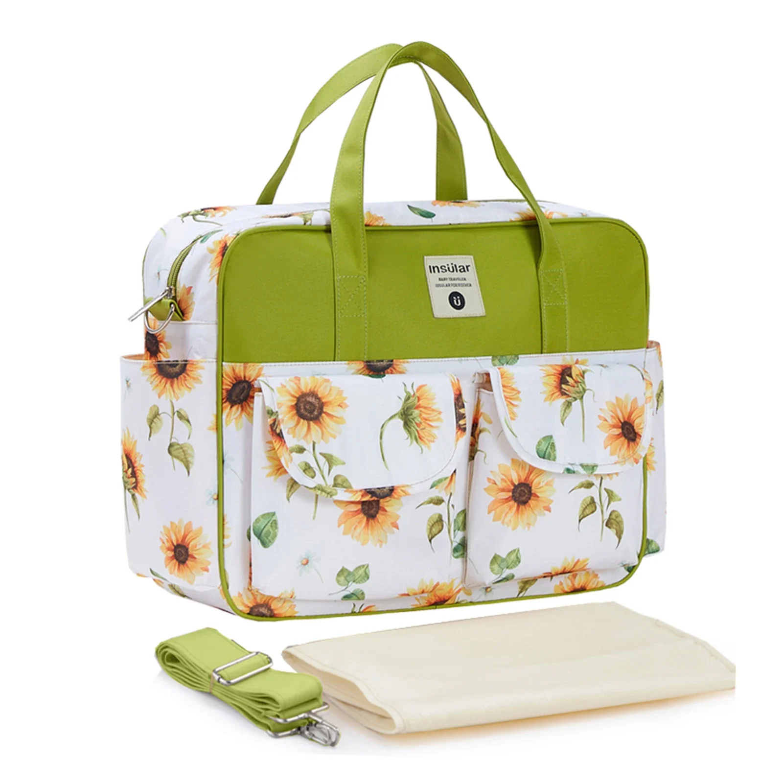 Bolsa de pañales para bebés Insular, bolso de mamá de gran capacidad, bolso de hombro con estampado de moda, bolsas de pañales para cochecito de mamá de viaje al aire libre