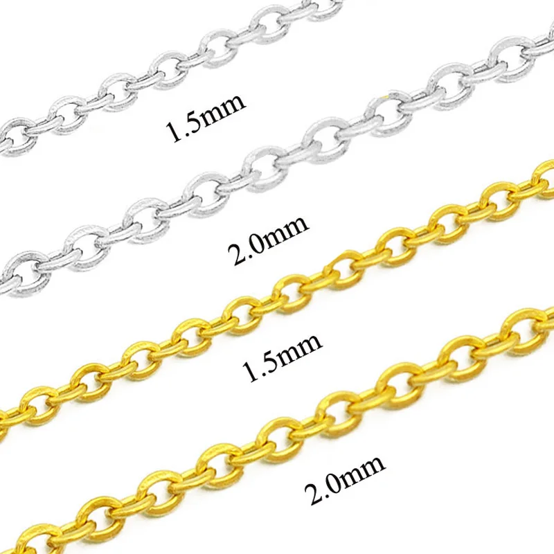 Lote de 100 cadenas de acero inoxidable 316L de 40-55 cm, tipo Rolo O, que no se desvanecen, para collares, venta al por mayor, para mujeres, manualidades, joyería DIY