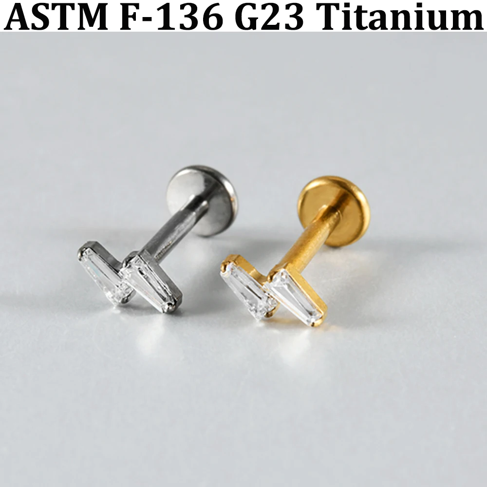 1 Pieza de Titanio Sólido, Diferentes Estilos, Roscado Internamente, Parte Trasera Plana, Piercing para Oreja, Labio, Cartílago, Tragus, Rook, Hélix, 16g, Unisex