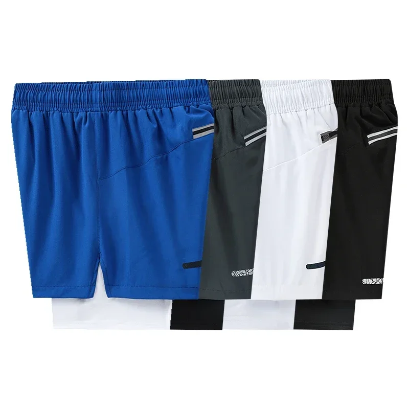 Pantalones cortos 2 en 1 para correr al aire libre para hombre, pantalones de chándal de doble capa para entrenamiento físico de secado rápido, nuevos pantalones deportivos, pantalones de culturismo