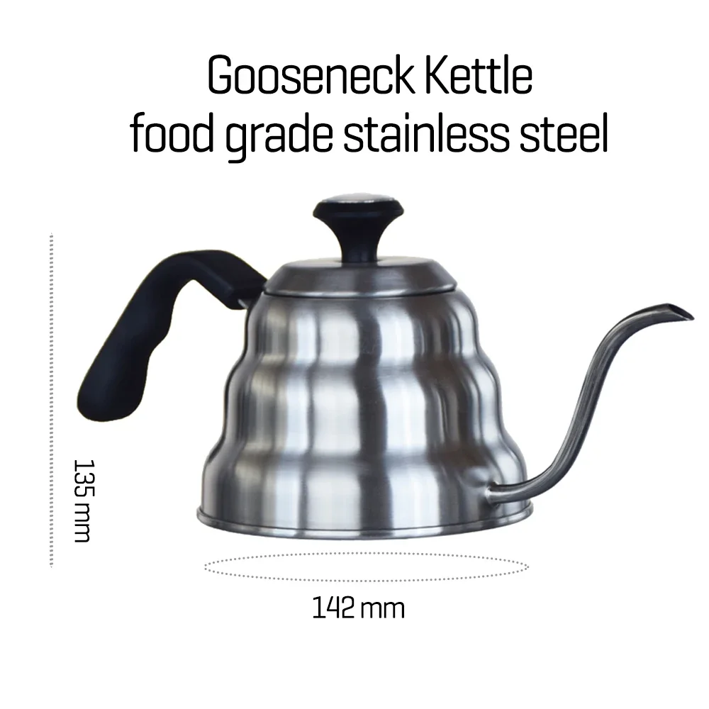 Tetera de café de acero inoxidable de 1L/1,2 L, tetera de goteo con termómetro para cafetería de oficina en casa